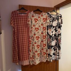 Set Of Three LuLaRoe Asymmetrical Maxi T-Shirt Dress 3XL