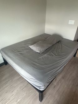 Queen size Mattress and bed frame with Free pillow