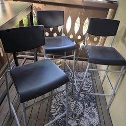 Set of 3 Barstools IKEA Stackable Bar Chairs 