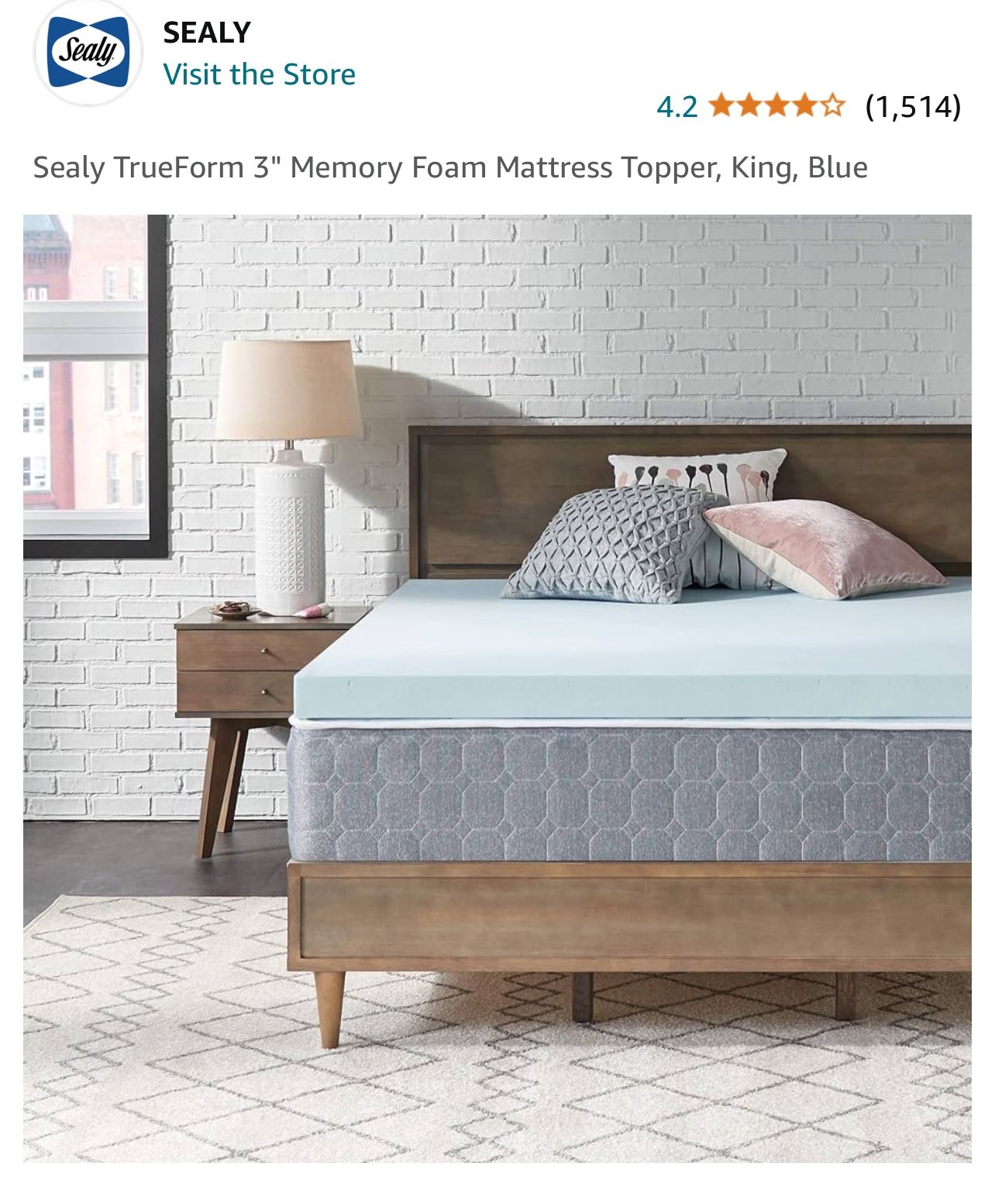 Sealy TrueForm 3" Memory Foam Mattress Topper, King