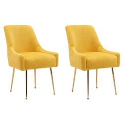 Set Of 4- Yellow Velvet Dining Chair