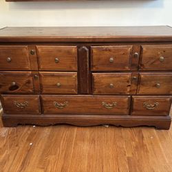 Wood Dresser And Matching Mirror 