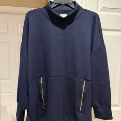 Women’s Navy Blue Long Sleeve Blouse 