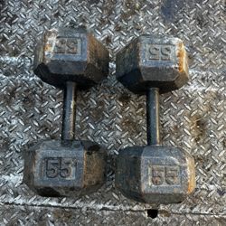 Pair Of 55 Lbs Dumbbells 