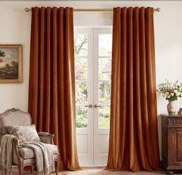 Copper/Rust Floor Length Blackout Velvety Cutains