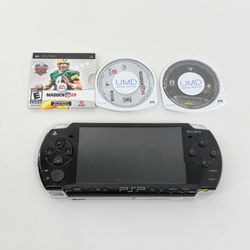 Sony PSP 2001 US Handheld Black Console 2 Games WORKS - No Battery - No Charger