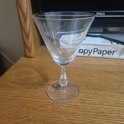 Etched Fostoria "Pine Cut" Water Goblet Vintage 