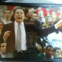 Tom Izzo Autographed Photo - Framed + Book