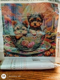 Yorkies in teacup diamond painting complete kit whatmost