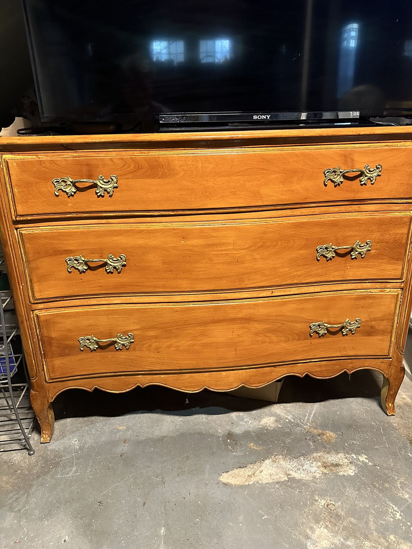 Vintage French Solid Wood Dresser 
