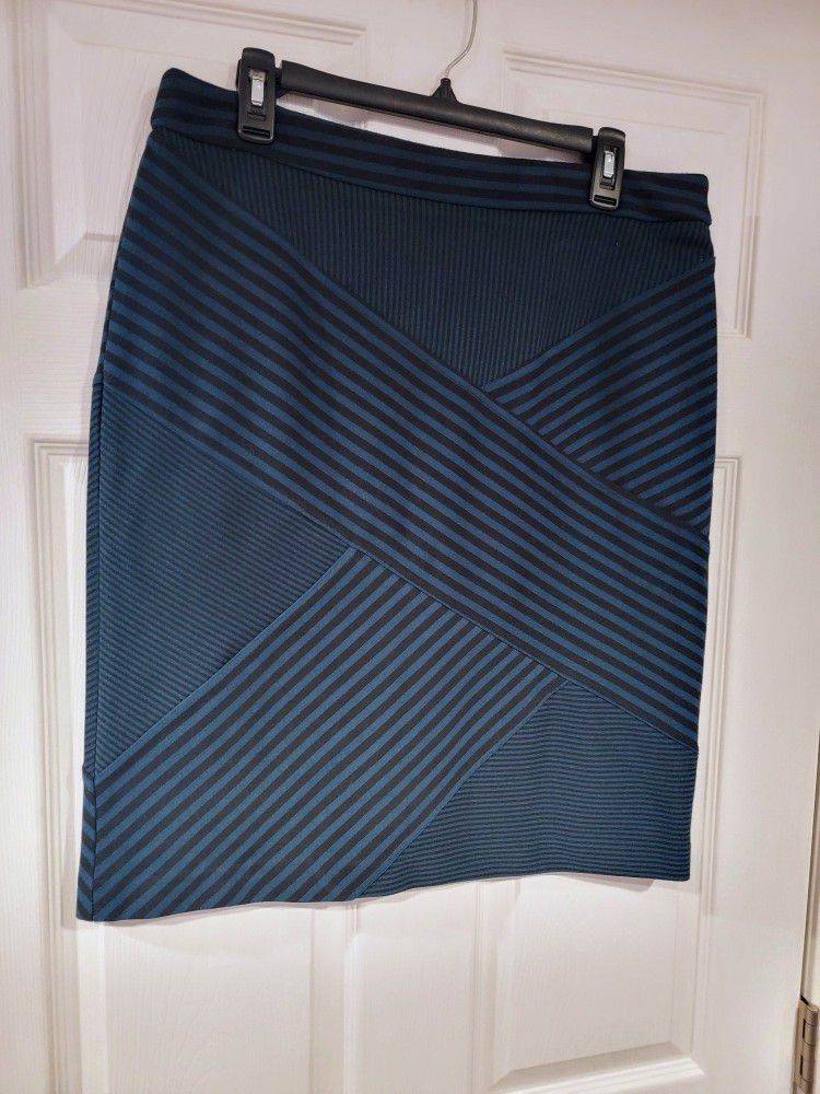 Grace Elements Skirt - Women's Size 14 - Stripe, Pencil, Side Zip, Stretch