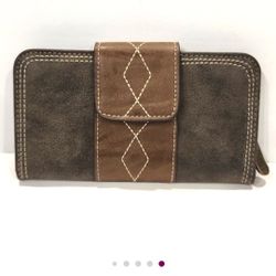 Justin Weathered Brown Stitch Detail Women's Wallet