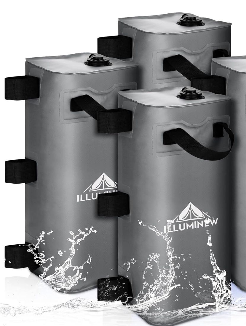 ILLUMINEW 3 Pack Canopy Water Weight Bag, 220 LBS Water Tent Weights Set of 4 Leg Weights for Gazebo, Pop Up Canopy, Canopies, Tent (Grey 25L)