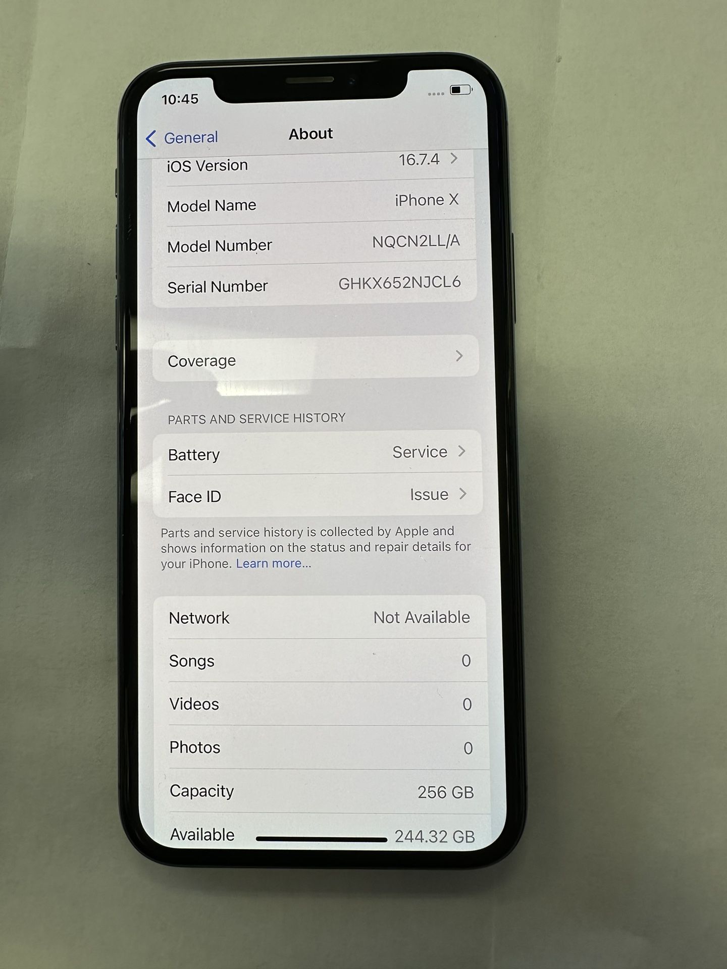 iPhone X factory unlocked 256GB (face id don’t work!!)