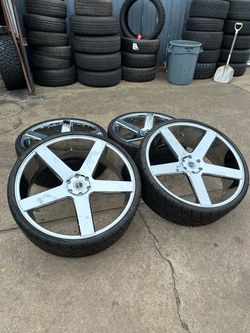 Set of 4 Chrome 6-Spoke Wheels with Tires