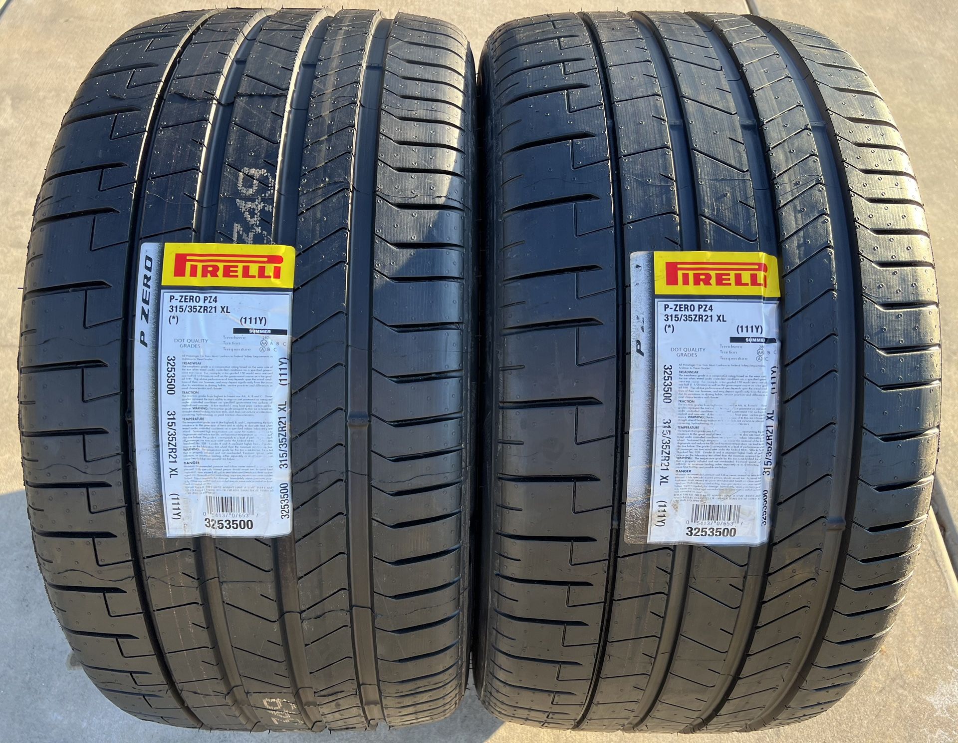 TWO BRAND NEW 315/35ZR21 Pirelli P Zero PZ4 BMW Tires 315-35-21 315 35 21