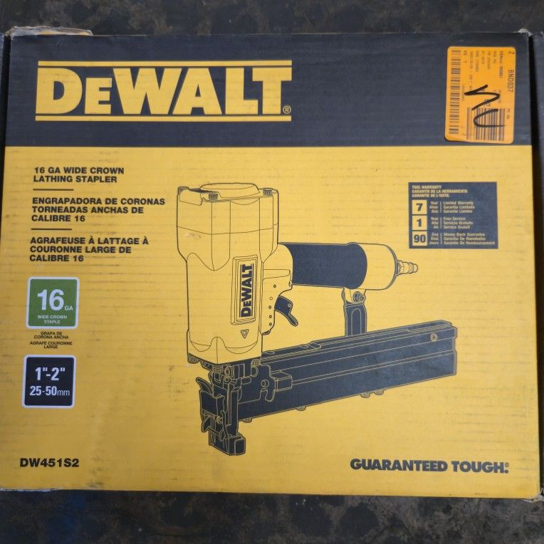 DEWALT Crown Lathing Stapler Corded Pneumatic 16-Gauge 1 in.
