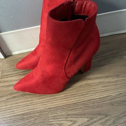Red Suede Ankle Boots