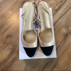 New! Marc Fisher Laynie Pump, Natural & Black, Size 8.5