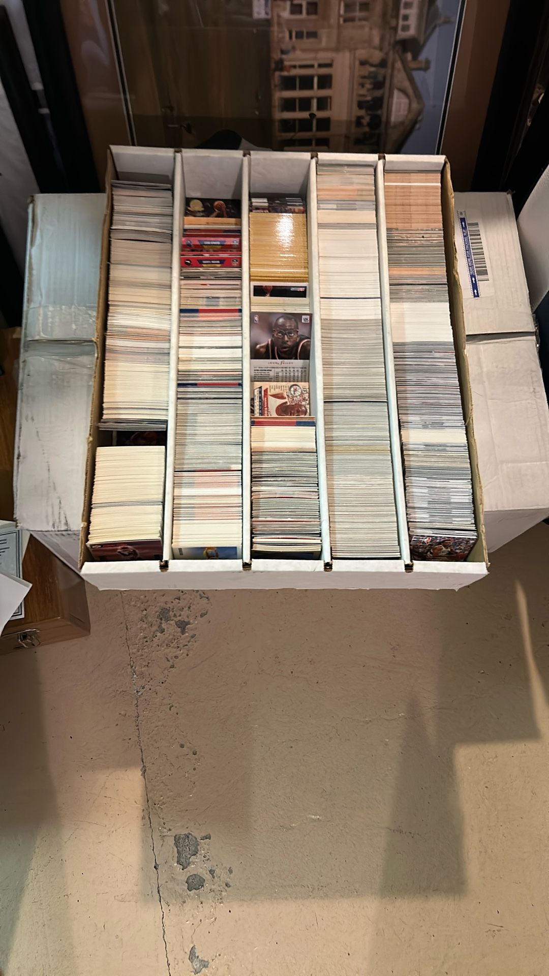 Large box of sports cards