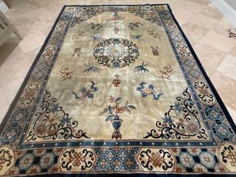 1970’s VINTAGE PURE WOOL 9 X 12 LARGE RUG NO RIPS TEARS OR HOLES NEEDS PROFESSIONAL CLEANING