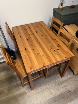 IKEA Solid Wood Dining Table with 4 Chairs