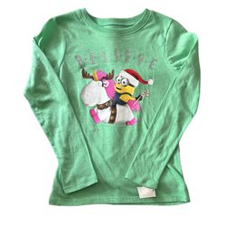 Despicable Me Minion Boy’s Long Sleeve Holiday T-Shirt size S Green