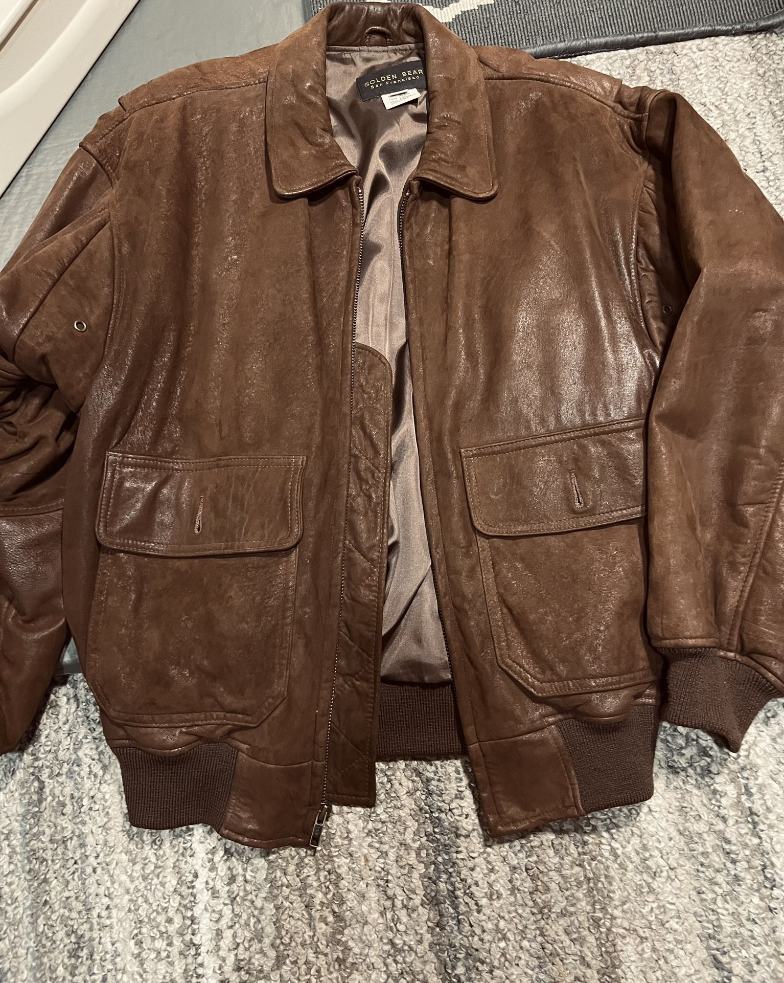 Vintage brown leather bomber jacket from Golden Bear Sportswear