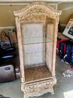 Ornate Display Cabinet with Glass Shelves