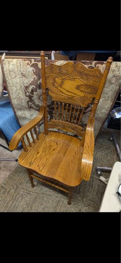 Oak pressback dining armchair