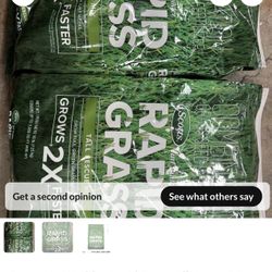 Various Type Of Grass Seeds And Fertilizers. 