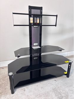 Modern Black Glass TV Stand w/ Mount