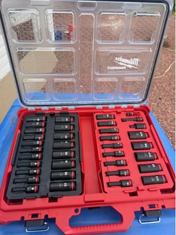 Milwaukee SHOCKWAVE Impact-Duty 3/8 in. Drive Metric and SAE Deep Well Impact PACKOUT Socket Set (36-Piece) $160EACH  BRAND NEW PRICE IS FIRM 2 AVAILA