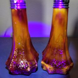 Glowing Amberina Vtg Salt & Pepper Shakers 