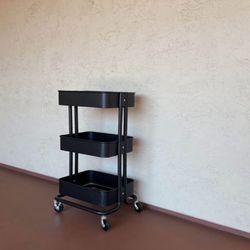 One New Black 3-Tier Utility Cart Storage Shelving