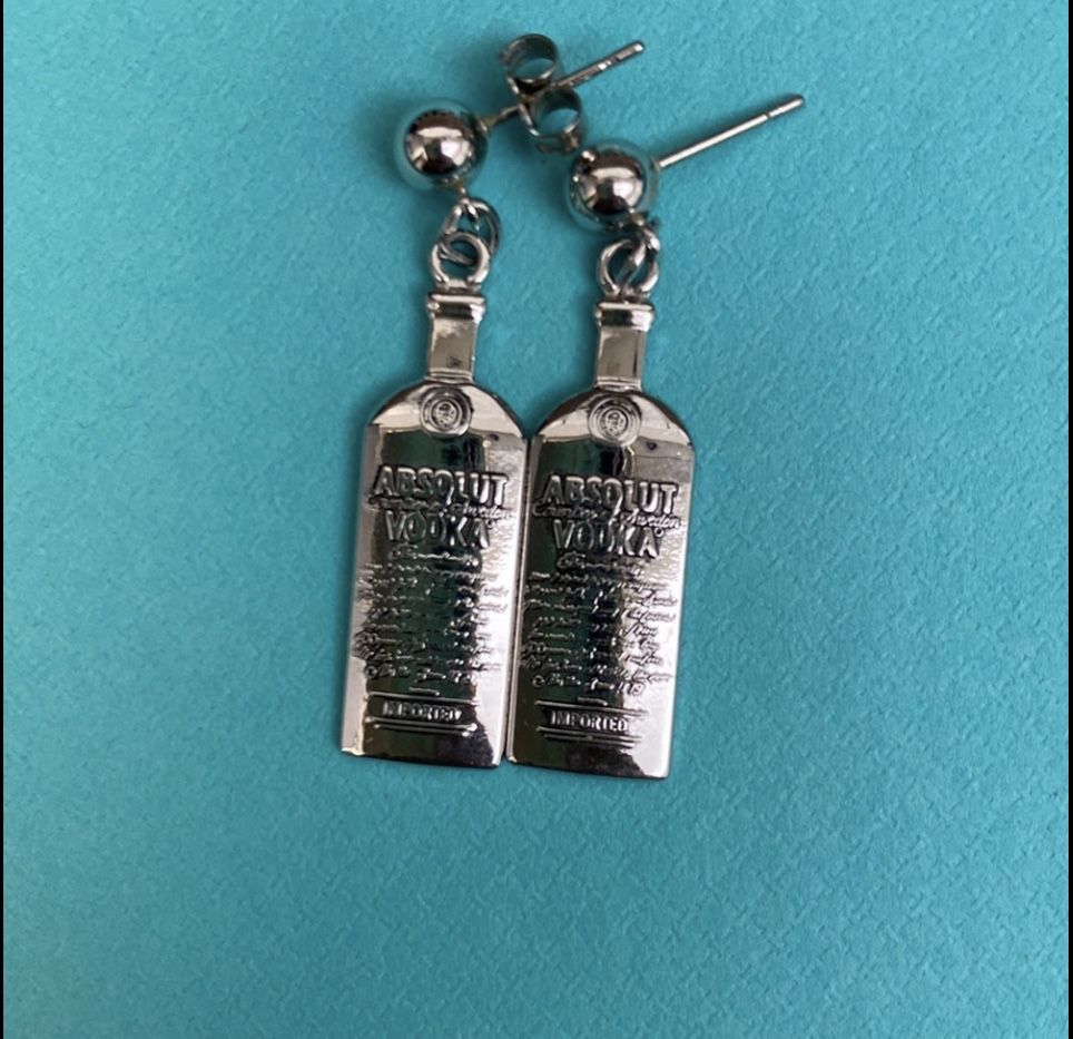 Absolut Vodka vintage silver earrings