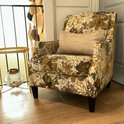 Accent Chair, Gorgeous Mustard, And Off-White Floral Print