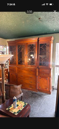 Ballanger studios, mahogany, two-piece, elegant dining room hutch