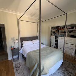 Queen Size Metal Bed Frame - Canopy Style