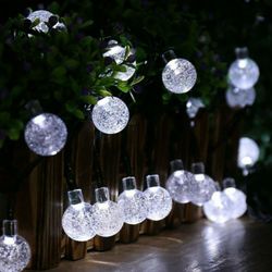 30 LED Solar Globe String Lights Bubble Fairy Lights