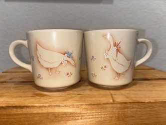 Vtg Corning Corelle Country Promenade Geese Coffee Mugs Set of 2 USA Goose Cup