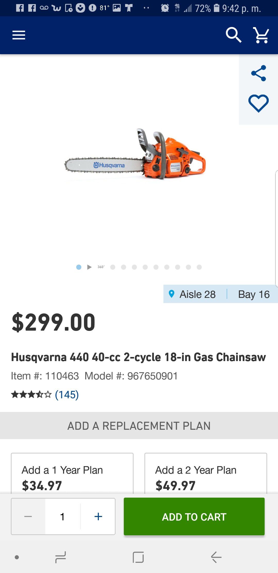 Chain saw husqvarna new