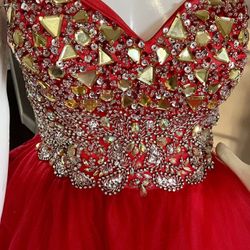 Dazzling Embellished Red Dress