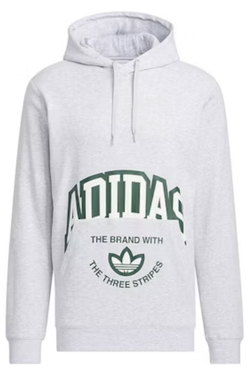 Adidas Grey Hoodie With Logo Print And Pullover College Style