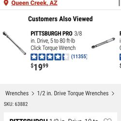 Brand New - PITTSBURGH 1/2 in. Drive, 10 to 150 ft-lb Click Torque Wrench