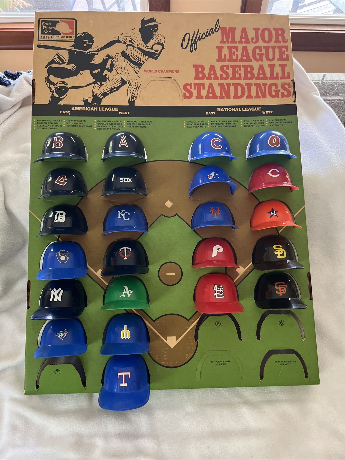 MLB ICE CREAM HELMET DISPLAY WITH 23 HELMETS