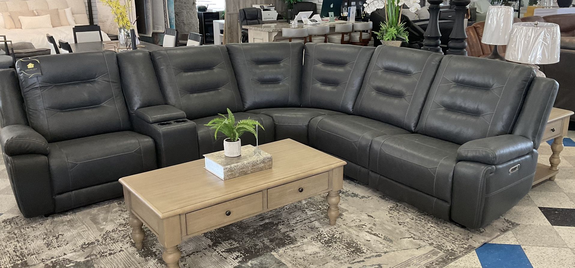 6 Piece Modular Power Reclining Sectional with Power Adjustable Headrest Ebenezer Furniture