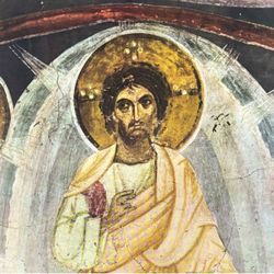 Original Vintage Fine Art Print Poster Medieval Bulgaria Wall Painting Artist Antique Collectible Printed Italy 1960’s Boyana. Transfiguration of Jesu