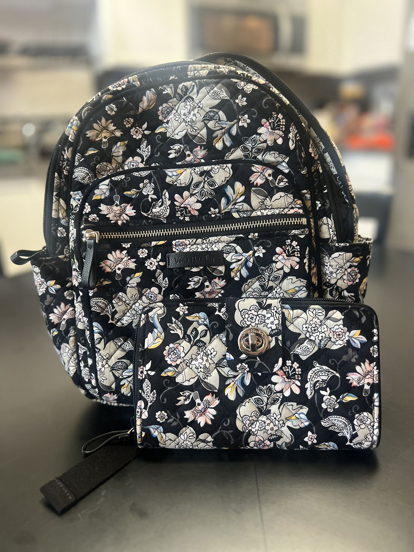 Vera Bradley Backpack Purse And Matching Wallet