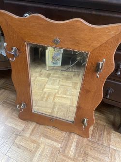 Antique oak mirror halltree